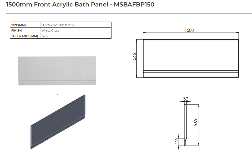 Acrylic Bath Panels - Choice of Size