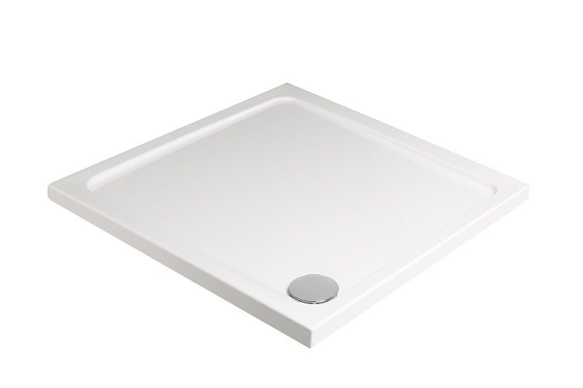 KRISTAL Low Profile Square No Upstand No Anti Slip Shower Tray White & Waste - Choice of Size