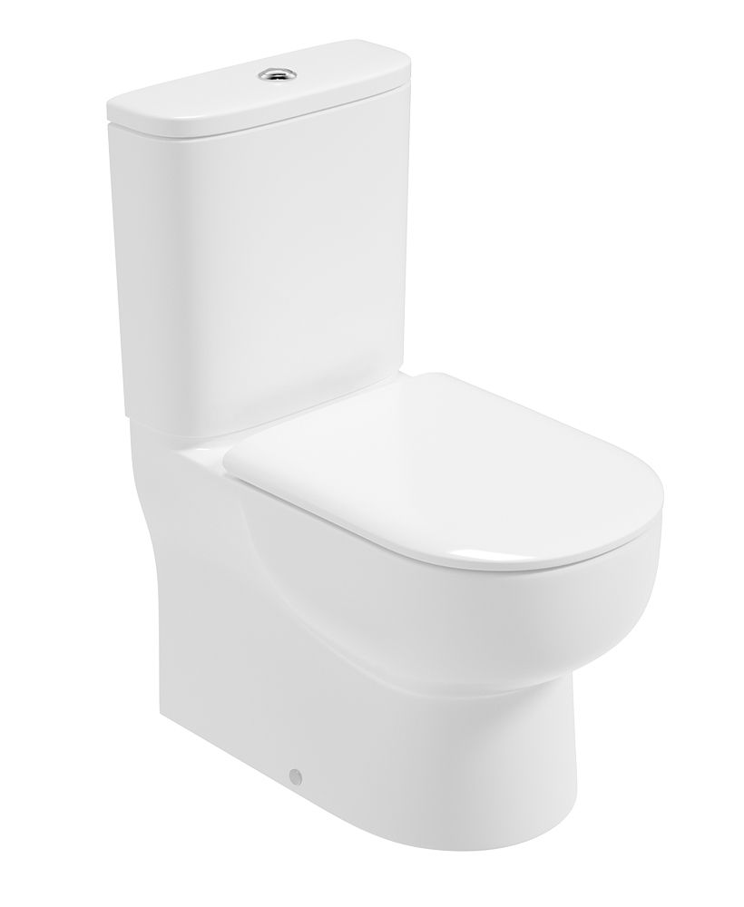 VIA Fully Shrouded Closed Coupled Rimless Pan & Delta Soft Close Seat - Choice of Height - Flush Button Upgrade Available
