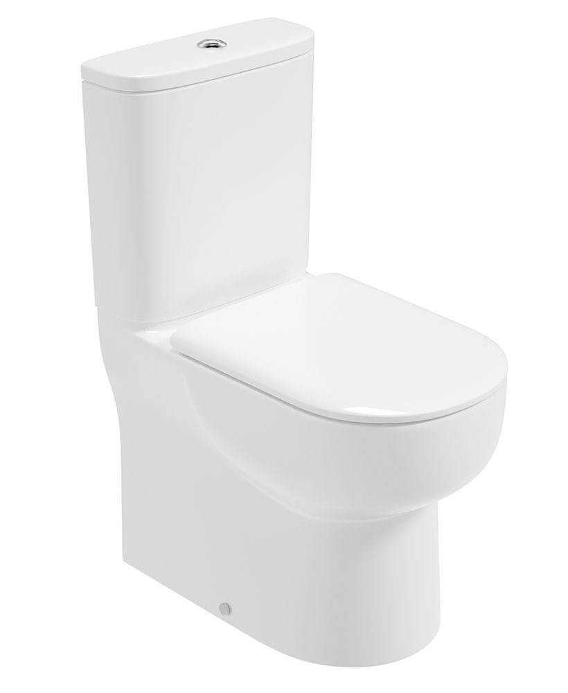 VIA Fully Shrouded Closed Coupled Rimless Pan & Delta Soft Close Seat - Choice of Height - Flush Button Upgrade Available