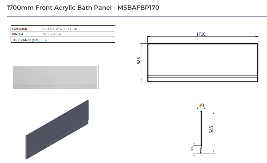 Acrylic Bath Panels - Choice of Size