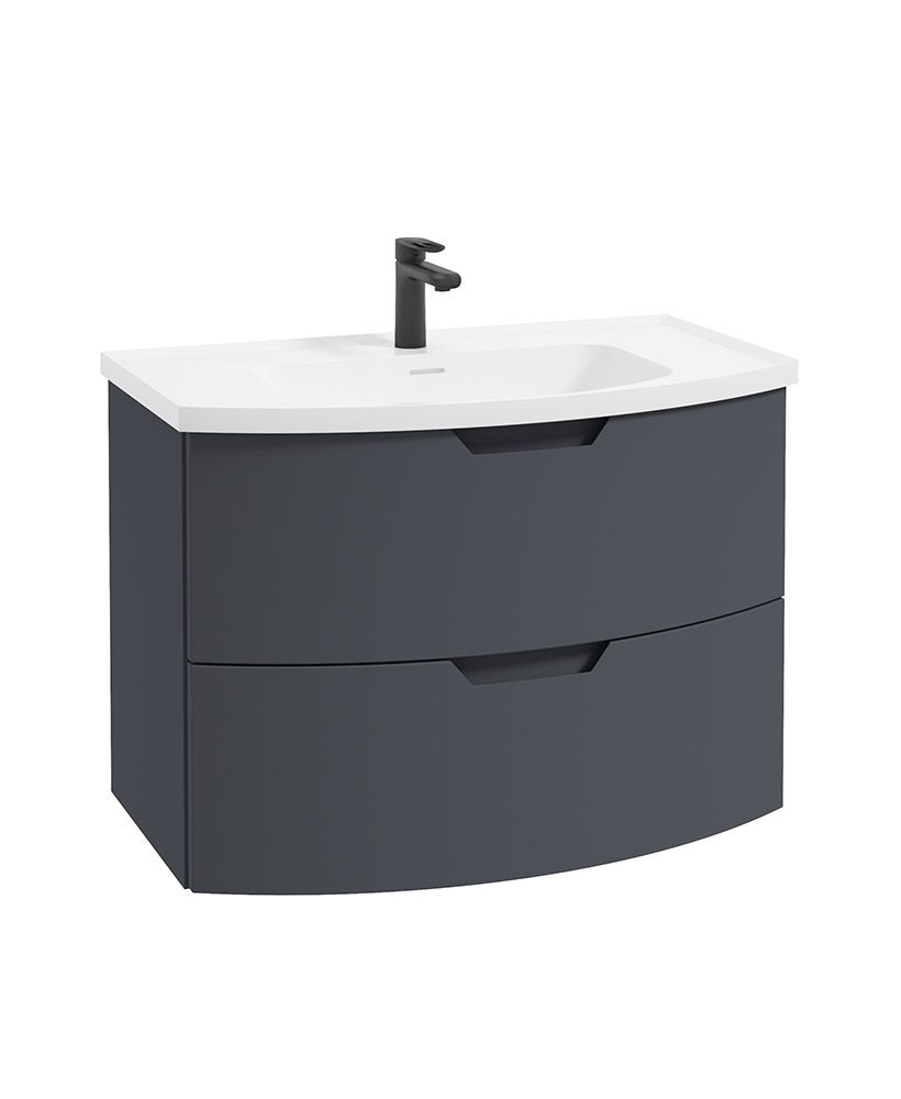 ARC Wall Hung 80cm 2 Drawer Vanity Unit - Matt Basin - Choice of Colour