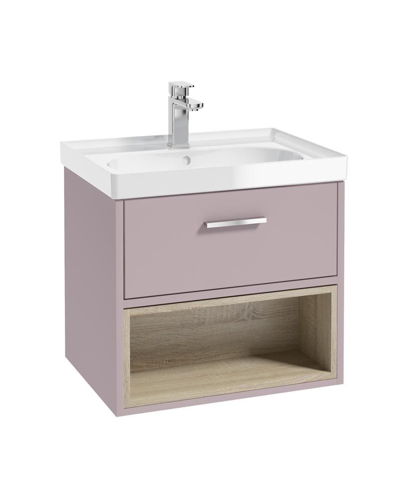 MALMO Wall Hung 60cm Single Drawer Vanity Unit Gloss Basin - Choice of Colour -Choice of Handle