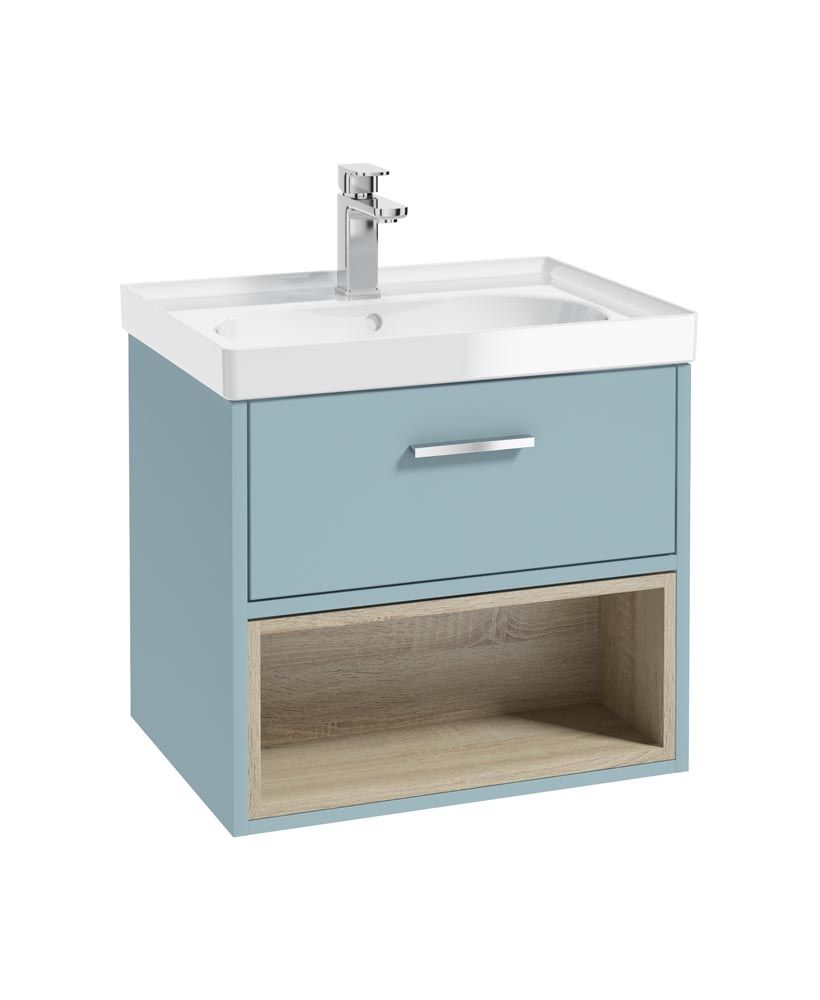 MALMO Wall Hung 60cm Single Drawer Vanity Unit Gloss Basin - Choice of Colour -Choice of Handle