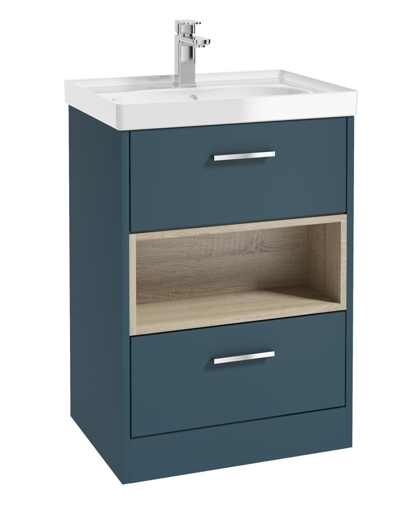 MALMO Floorstanding 60cm Two Drawer Vanity Unit Gloss Basin - Choice of Colour - Choice of Handle