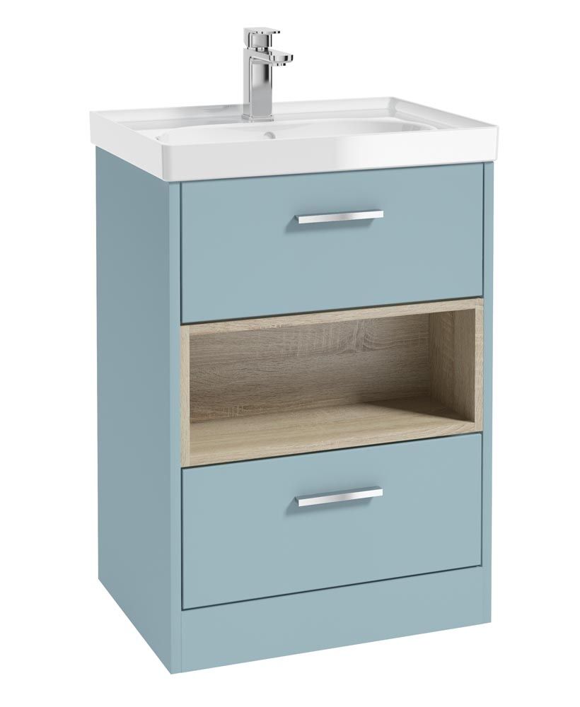 MALMO Floorstanding 60cm Two Drawer Vanity Unit Gloss Basin - Choice of Colour - Choice of Handle