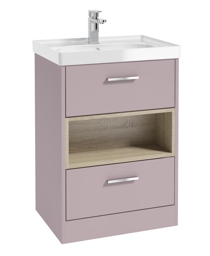 MALMO Floorstanding 60cm Two Drawer Vanity Unit Gloss Basin - Choice of Colour - Choice of Handle