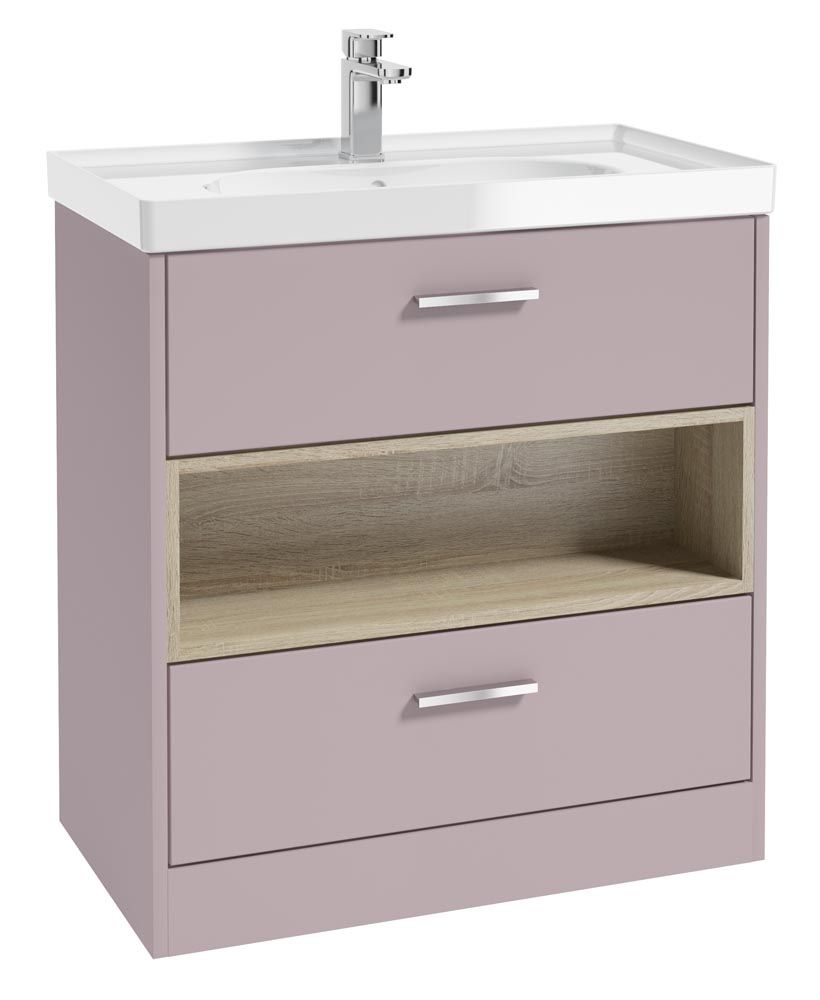 MALMO Floorstanding 80cm Two Drawer Vanity Unit Gloss Basin - Choice of Colour - Choice of Handle