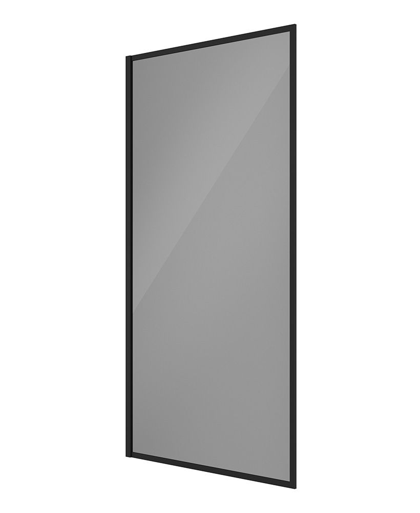 MIRAGE 800mm Matt Black Frame with Smoked Glass Fixed Bath Screen