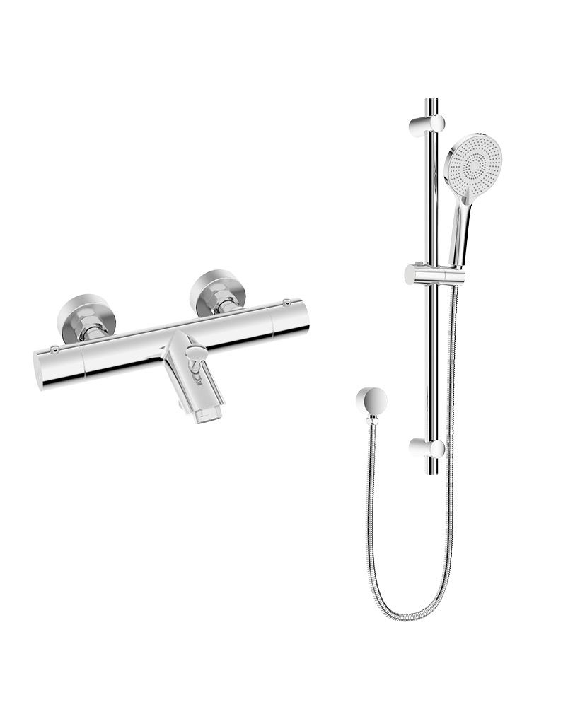 FORM Wall Mounted Thermostatic Bath Shower Mixer & Alita Slide Rail Kit - Choice of Colour