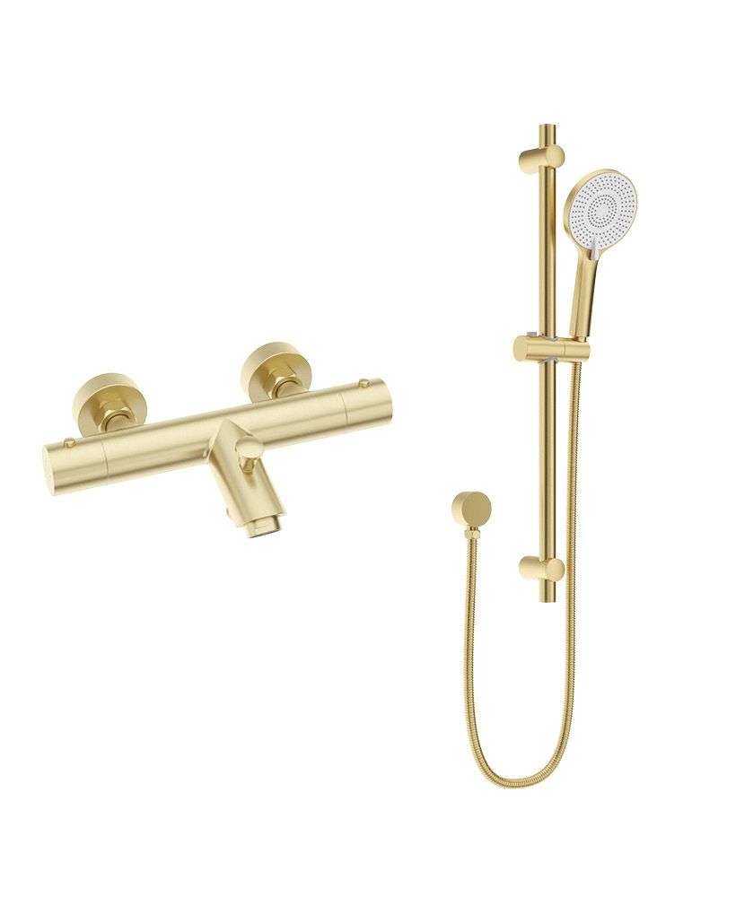 FORM Wall Mounted Thermostatic Bath Shower Mixer & Alita Slide Rail Kit - Choice of Colour