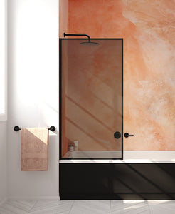 MIRAGE 800mm Matt Black Frame with Smoked Glass Fixed Bath Screen