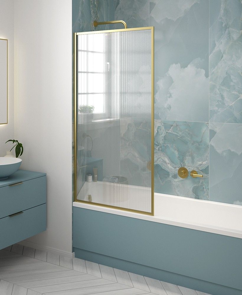 MIRAGE 800mm Fluted Glass Fixed Bath Screen - Choice of Frame Colour