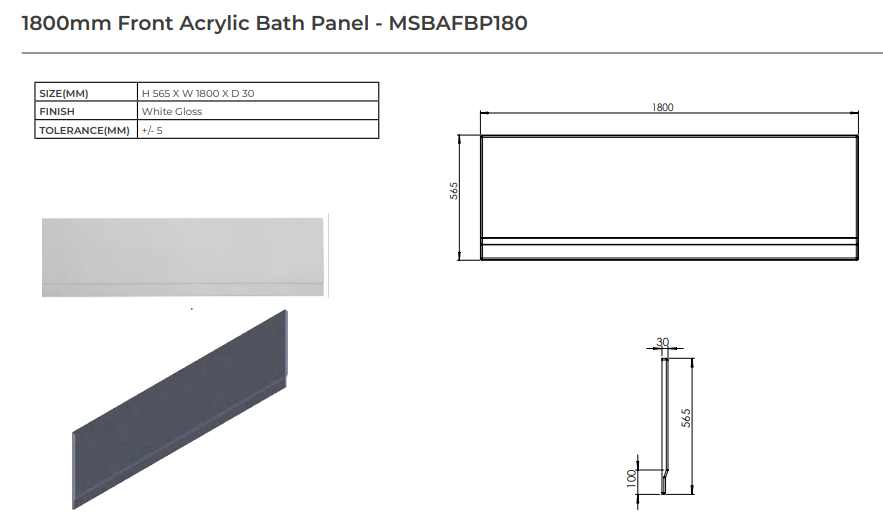 Acrylic Bath Panels - Choice of Size