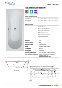 CLOVER Double Ended Bath White - Choice of Size