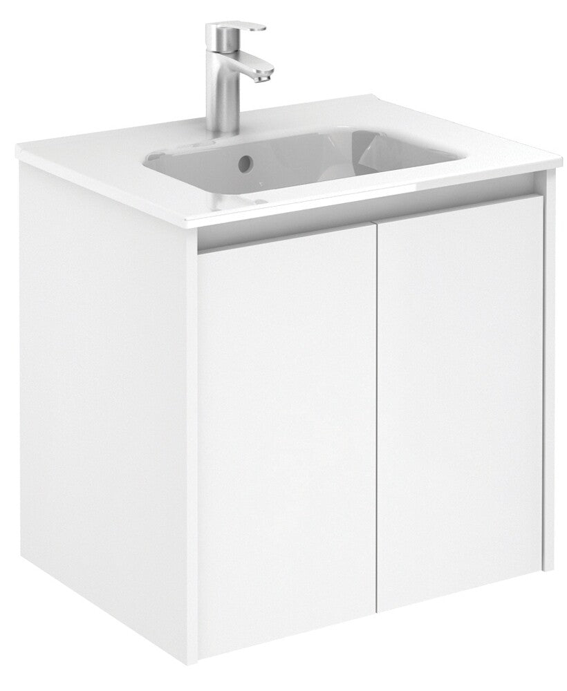 SONAS Smart 60cm Gloss White Wall Hung 2 Door Vanity Unit