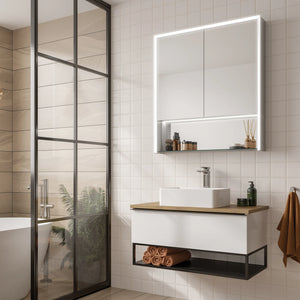 HiB Verve Illuminated Bathroom Mirrored Cabinet