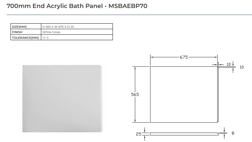 Acrylic Bath Panels - Choice of Size