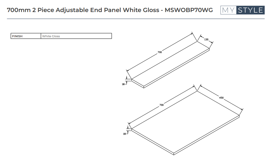 2 Piece Adjustable Wooden Bath Panels - Choice of Size