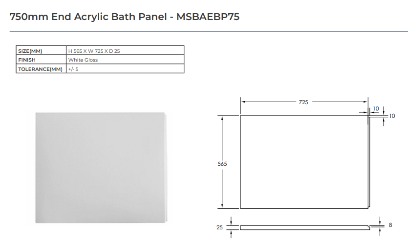 Acrylic Bath Panels - Choice of Size