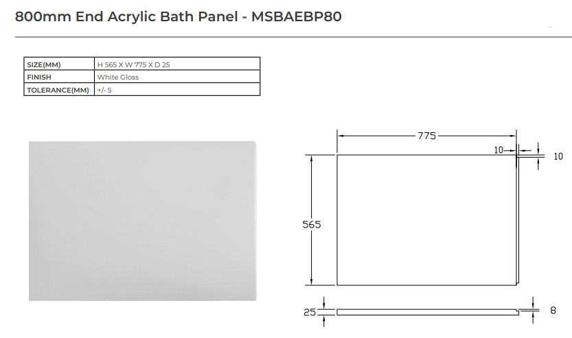 Acrylic Bath Panels - Choice of Size