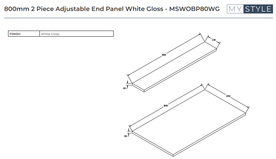 2 Piece Adjustable Wooden Bath Panels - Choice of Size