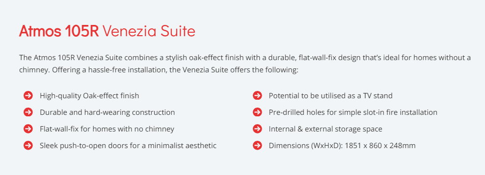 Gazco Atmos 105R Venezia Suite - Pre Built Media wall