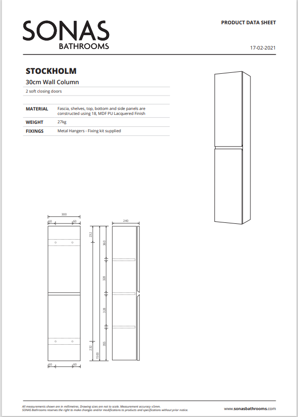 SCANDINAVIAN 30cm Wall Column - Choice of Colour