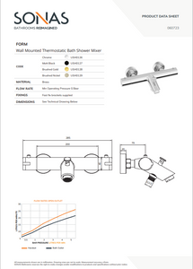 FORM Wall Mounted Thermostatic Bath Shower Mixer & Alita Slide Rail Kit - Choice of Colour
