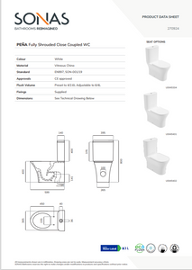 PENA Fully Shrouded Close Coupled Rimless Pan & Delta Soft Close Seat - Choice of Height -Flush Button Upgrade Available