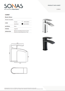 CORBY Basin Mixer - Choice of Colour