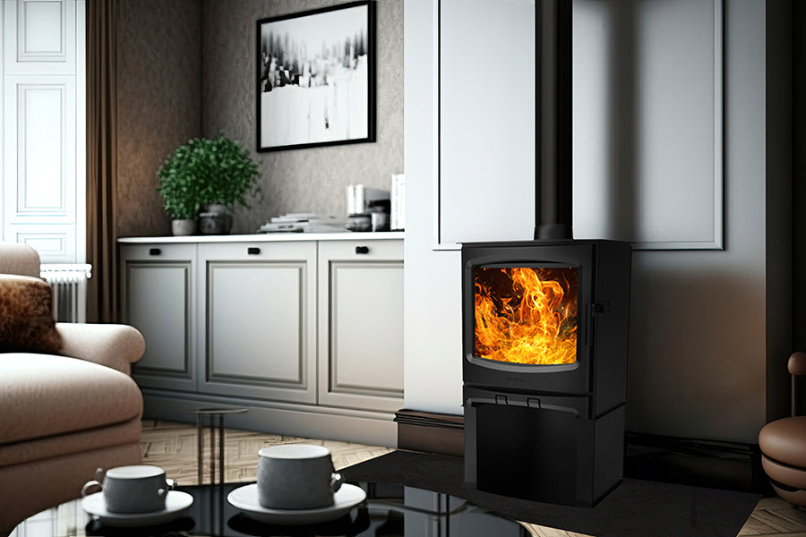 Terra Free Standing Stove wood or M,ulti Fuel with optional Log Store
