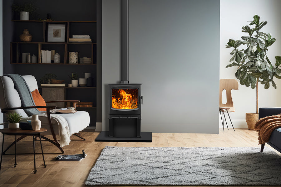 Terra Free Standing Stove wood or M,ulti Fuel with optional Log Store