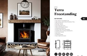 Terra Free Standing Stove wood or M,ulti Fuel with optional Log Store