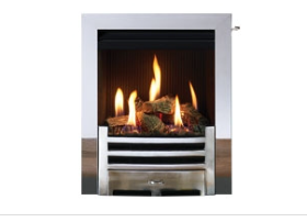 GAS FIRE -Logic HE , Arts, Brass or Chrome Effect, Conventional Flue, Logs, LPG - Sequential Thermostatic Remote Control