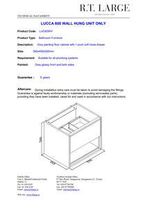 Lucca 600mm Wall Hung Unit