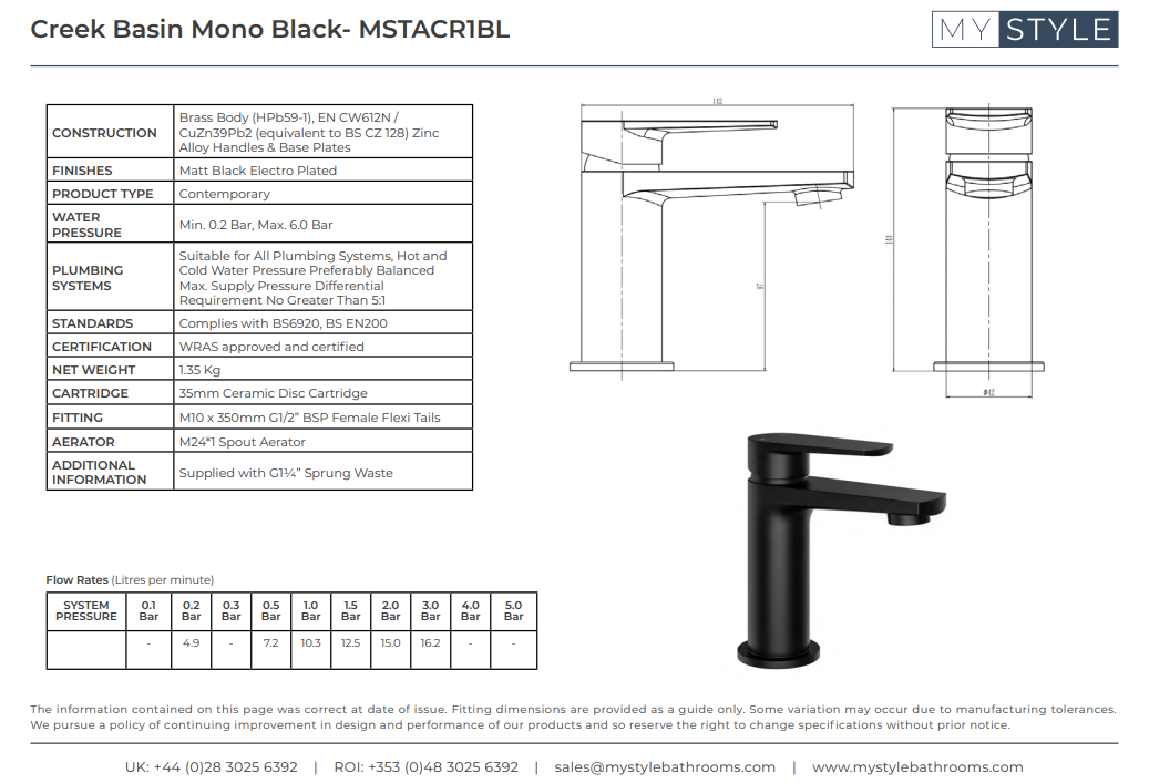 Creek Basin Mono & Waste - Black - Online Special Offer only