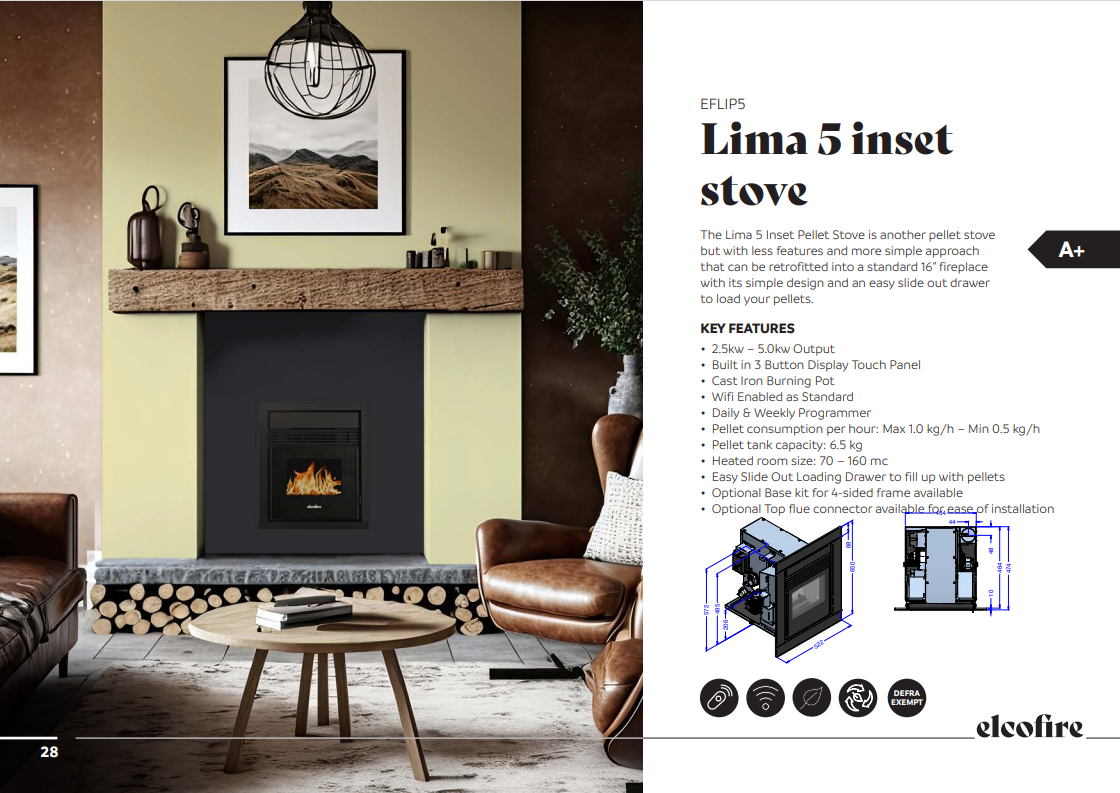 Lima Inset Pellet Stove - Choice of Size