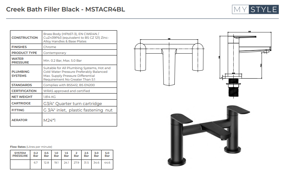 Creek Bath Shower Mixer - Choice of Colour