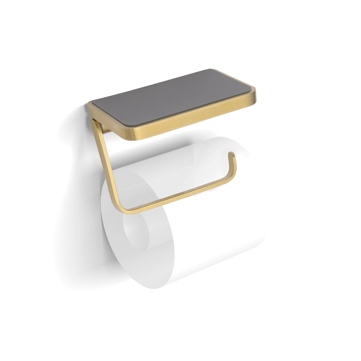 Atto Toilet Roll Holder with Shelf & Anti-Slip Mat