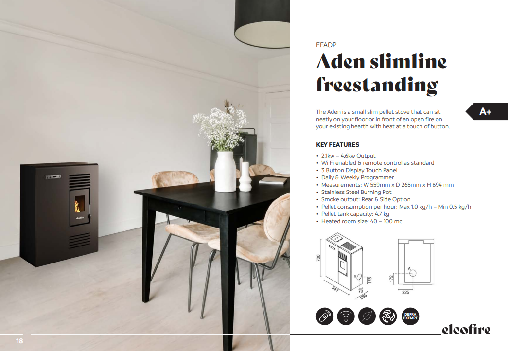 Aden  slim pellet stove