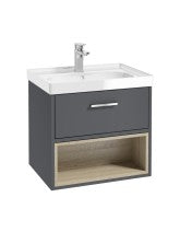 MALMO Wall Hung 60cm Single Drawer Vanity Unit Gloss Basin - Choice of Colour -Choice of Handle