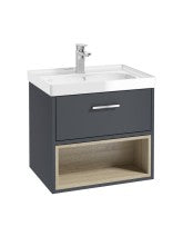 MALMO Wall Hung 60cm Single Drawer Vanity Unit Gloss Basin - Choice of Colour -Choice of Handle