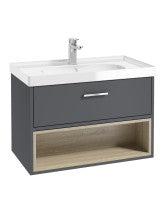MALMO Wall Hung 80cm Single Drawer Vanity Unit Gloss Basin - Choice of Colour - Choice of Handle