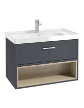 MALMO Wall Hung 80cm Single Drawer Vanity Unit Gloss Basin - Choice of Colour - Choice of Handle