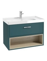 MALMO Wall Hung 80cm Single Drawer Vanity Unit Gloss Basin - Choice of Colour - Choice of Handle