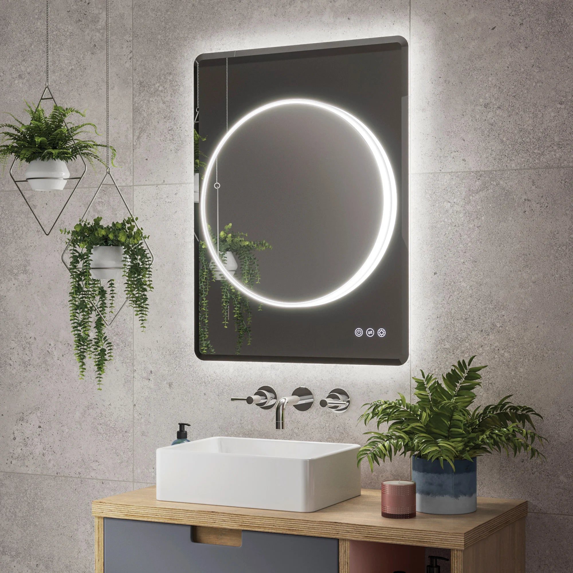 Frontier Illuminated Circular Bathroom Mirror