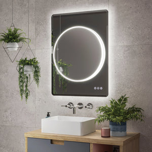 HiB Frontier Illuminated Circular Bathroom Mirror