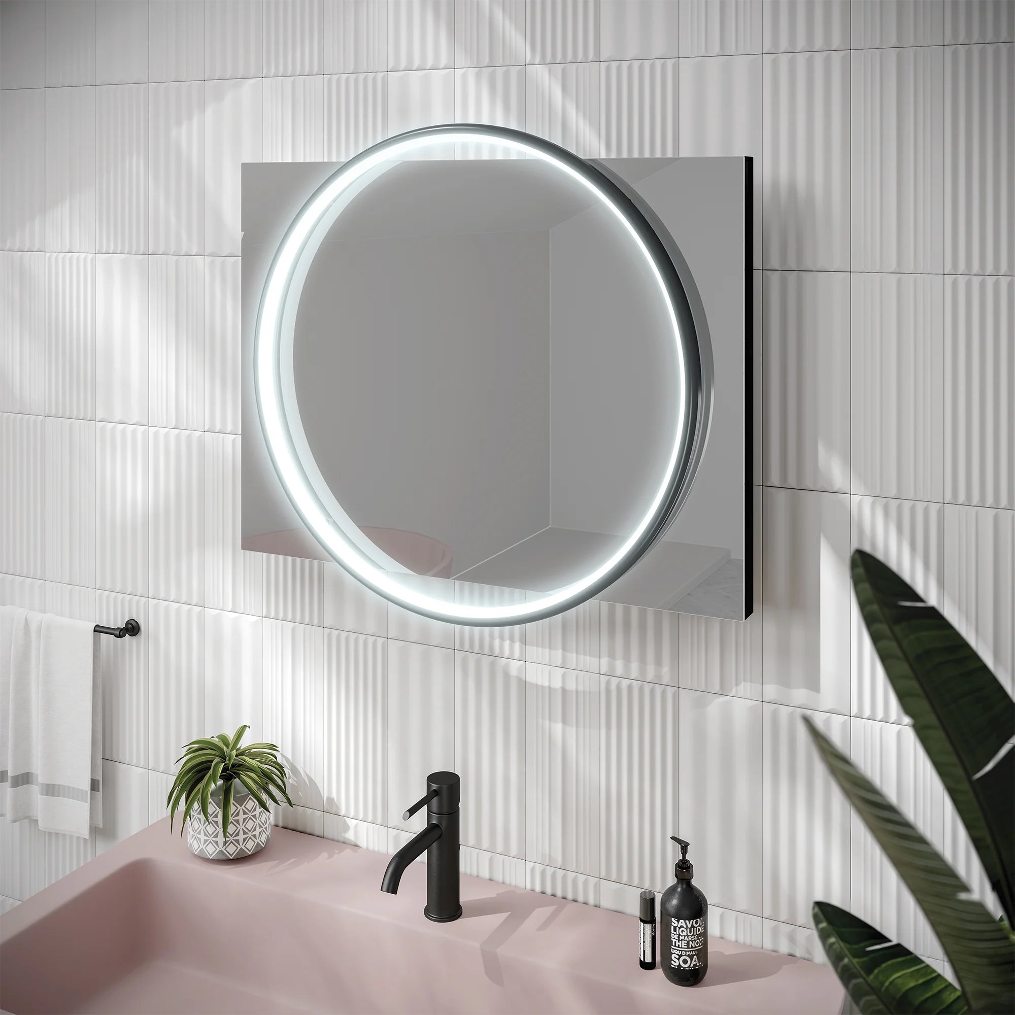 HiB Solas Round Illuminated Bathroom Mirror