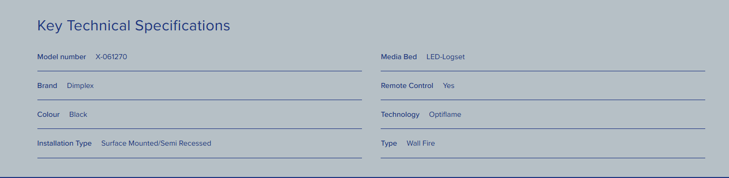 SP16 Optiflame Wall Mounted Electric Fire